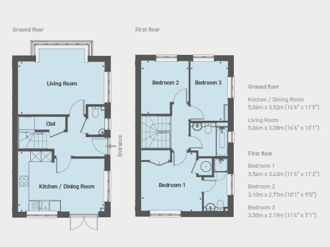 Floor plan, 3 bedroom house  - artist's impression subject to change